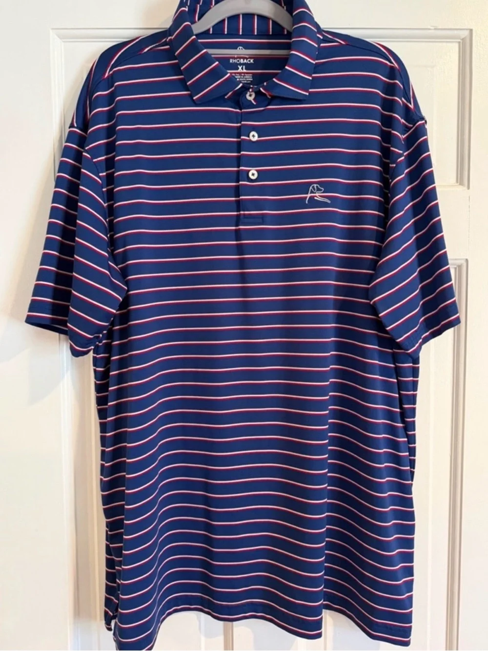 Rhoback Blue Red White Striped Polo
